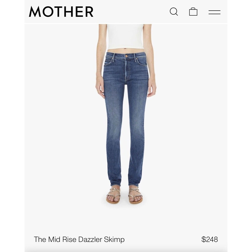 Mother The Dazzler Skimp Straight Leg Jeans in “Skunk at a Tea Party”- 29